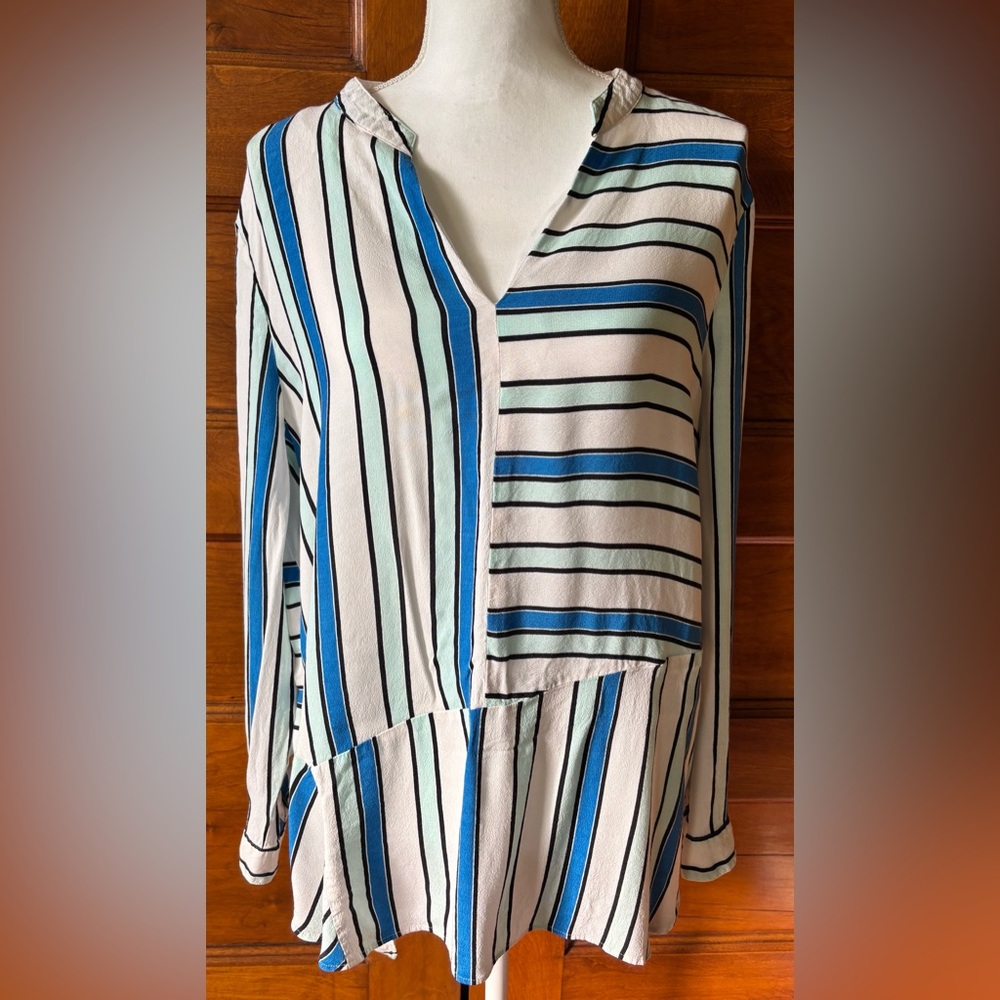 Vince Camuto Blue and White Striped Blouse
